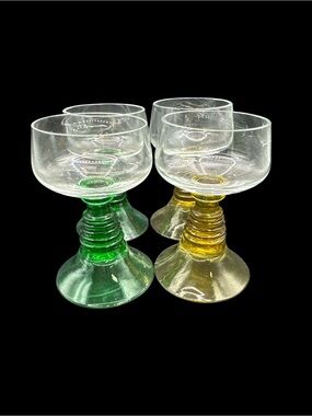 Vintage Mid Century Luminarc Roemer Beehive Stem Atomic Space Age Barware Set 4